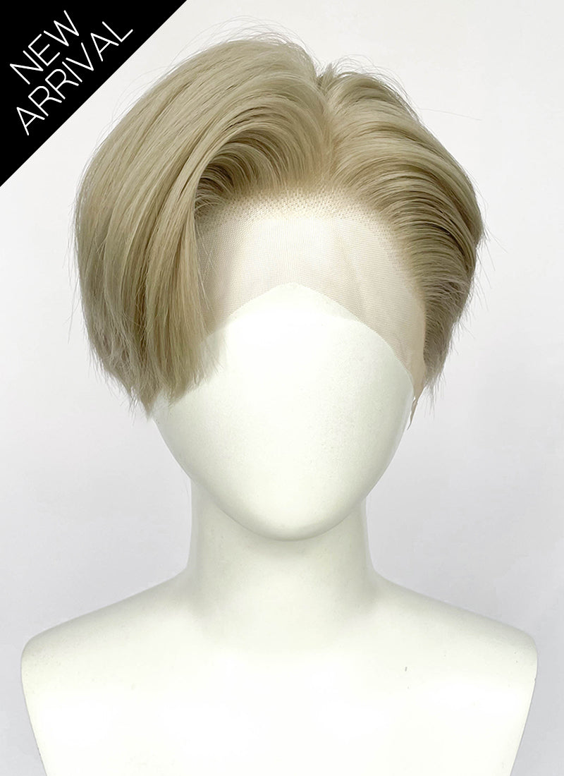Ash Blonde Straight Lace Front Synthetic Men's Wig LF6047A