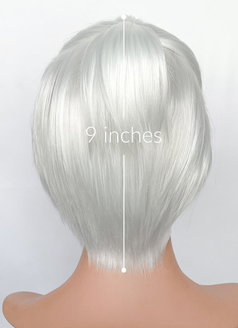 Baldur's Gate 3 Shadowheart White Yaki Straight Lace Front Synthetic Wig With Ponytail Extension LF6048