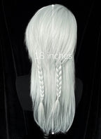 Silver Grey Straight Braided Lace Front Synthetic Wig With Shaved Side LF6058A