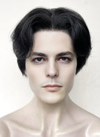 Jet Black Straight Lace Front Synthetic Men's Wig LF6091