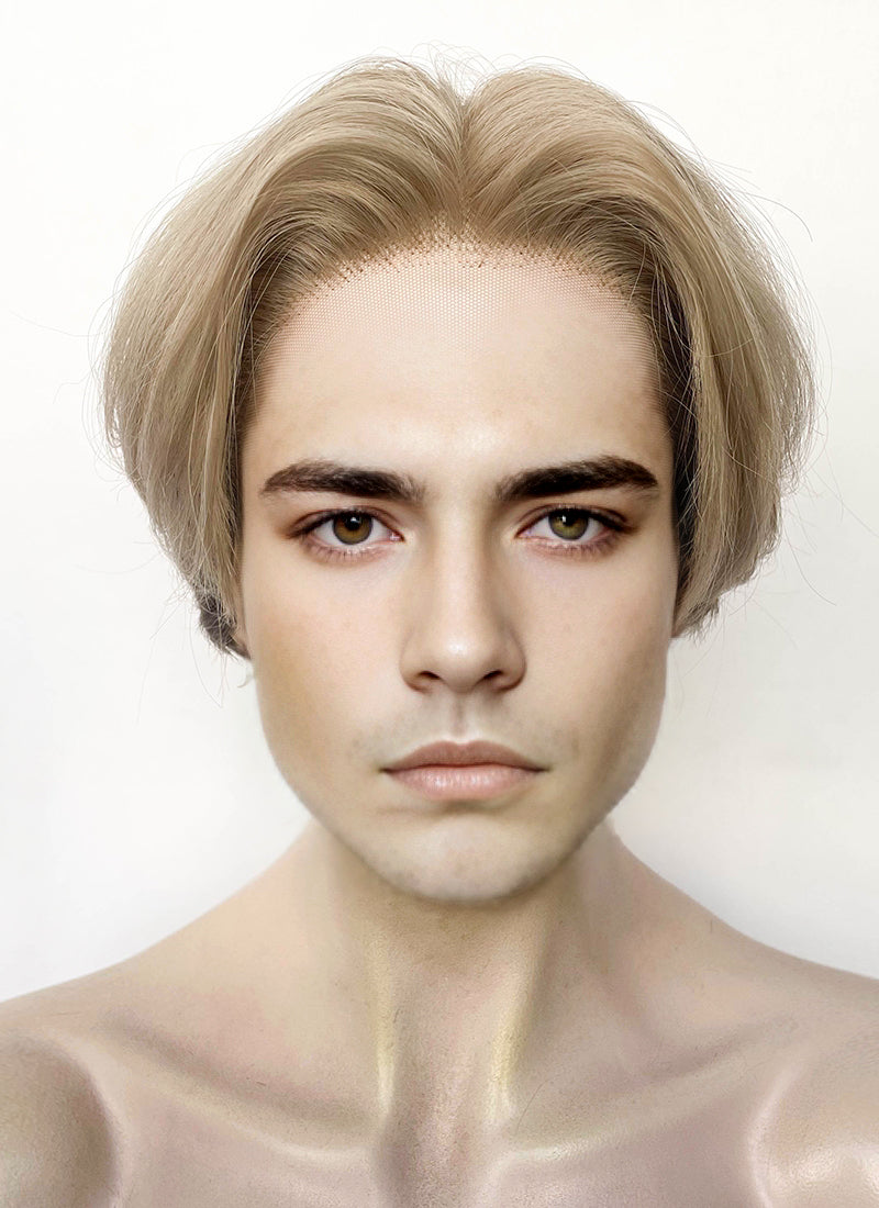 Blonde Brown Peekaboo Straight Lace Front Synthetic Hair Men's Wig LF6108
