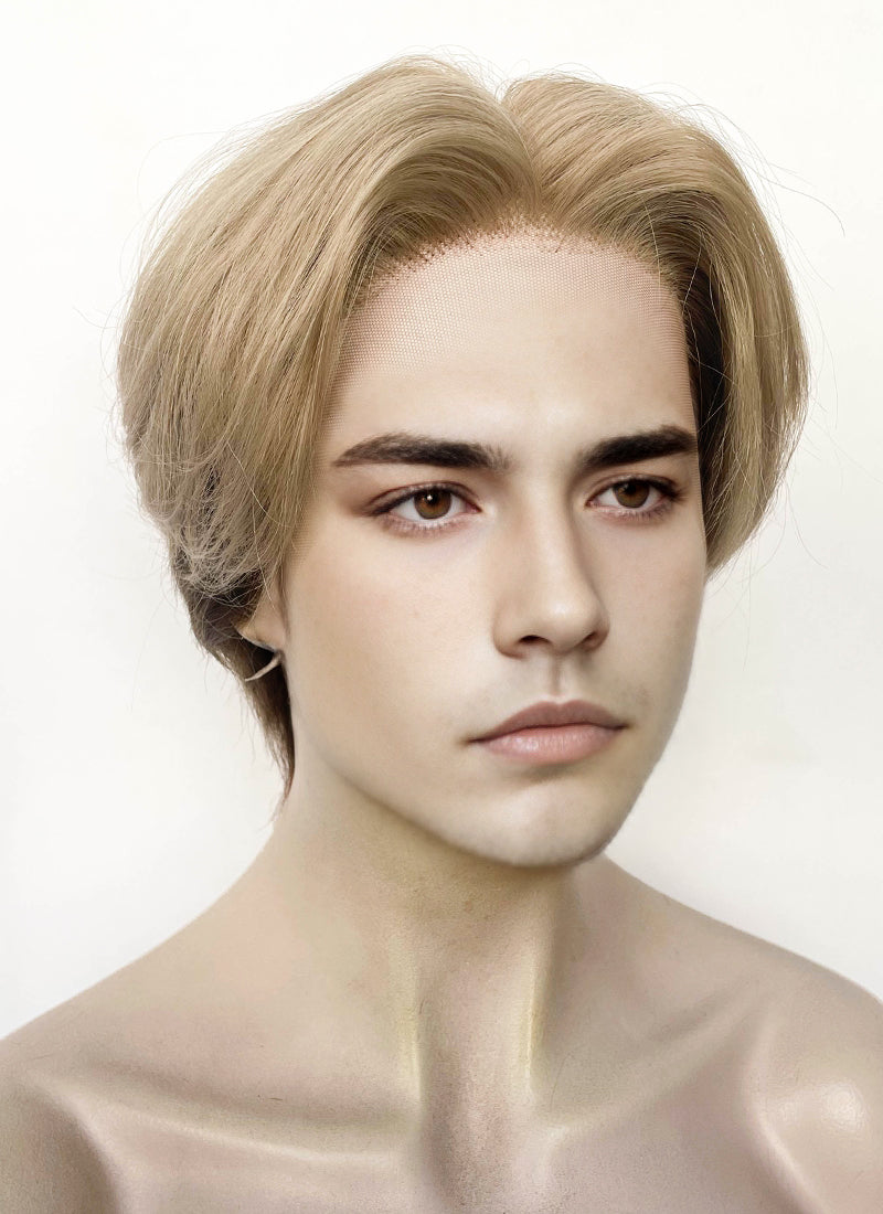 Blonde Brown Peekaboo Straight Lace Front Synthetic Hair Men's Wig LF6108