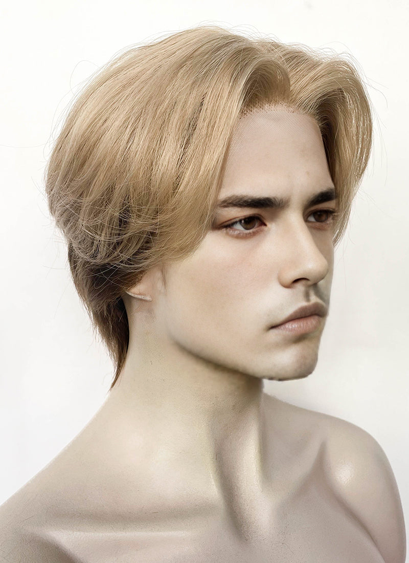 Blonde Brown Peekaboo Straight Lace Front Synthetic Hair Men's Wig LF6108