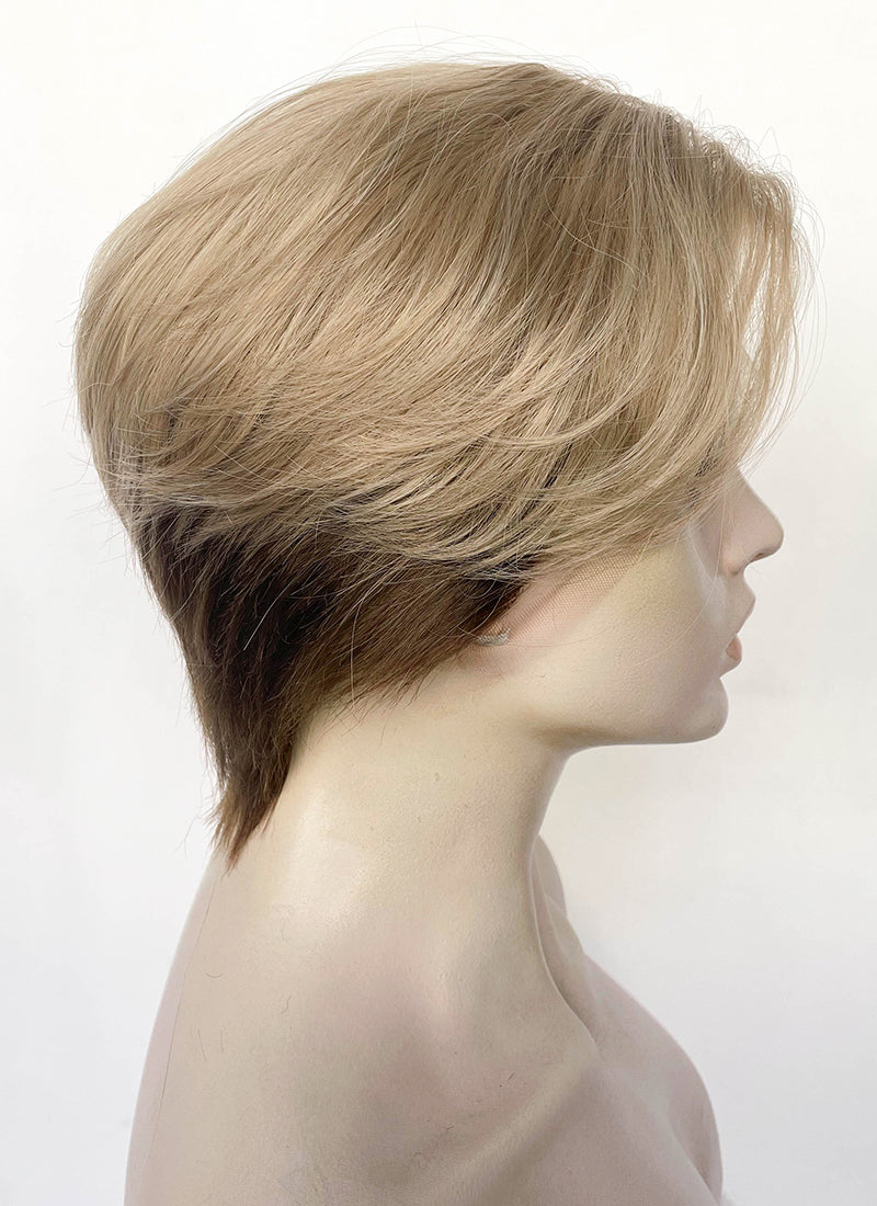 Blonde Brown Peekaboo Straight Lace Front Synthetic Hair Men's Wig LF6108