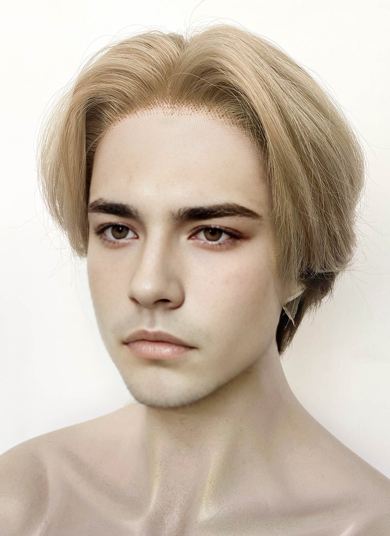 Blonde Brown Peekaboo Straight Lace Front Synthetic Hair Men's Wig LF6108