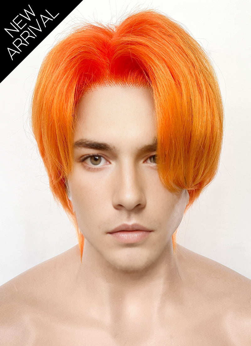 Mixed Orange Straight Lace Front Synthetic Men's Wig LF6110