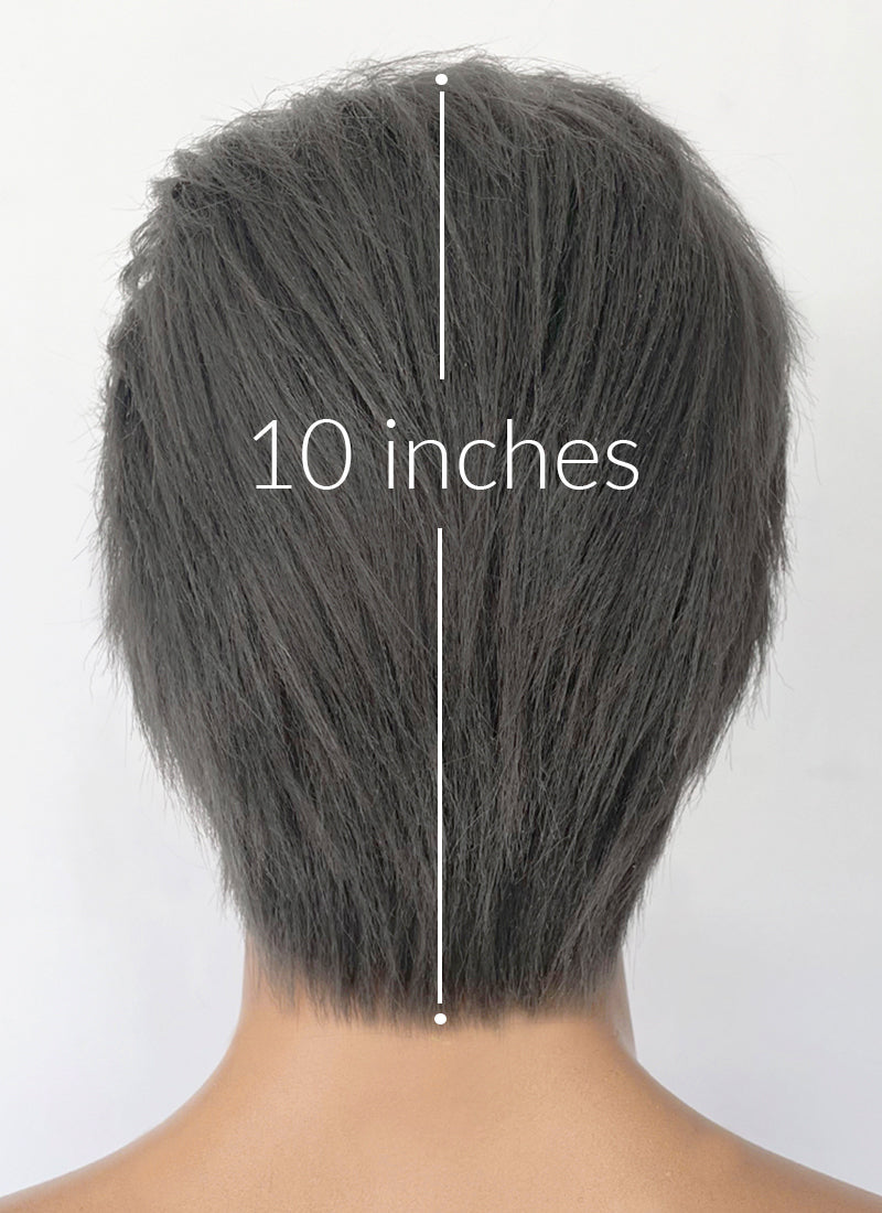 Dark Grey Straight Yaki Lace Front Synthetic Men's Wig NM026