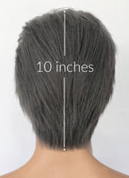 Dark Grey Straight Yaki Lace Front Synthetic Men's Wig NM026