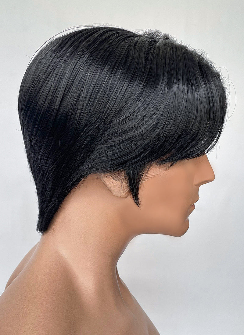 Jet Black Straight Lace Front Synthetic Men's Wig NM027