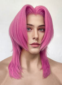 KPop Demon Hunters Saja Boys Romance Yaki Hot Pink Straight Lace Front Synthetic Men's Wig LF6141