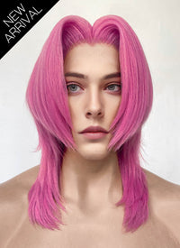 KPop Demon Hunters Saja Boys Romance Yaki Hot Pink Straight Lace Front Synthetic Men's Wig LF6141