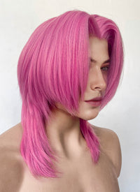 KPop Demon Hunters Saja Boys Romance Yaki Hot Pink Straight Lace Front Synthetic Men's Wig LF6141