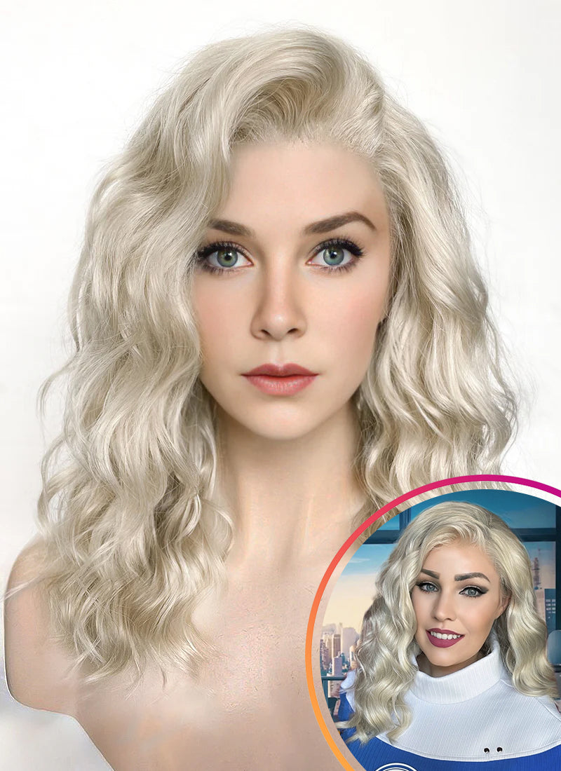 The Fantastic Four Invisible Woman Sue Storm Light Ash Blonde Wavy Lace Front Synthetic Hair Wig LF6144