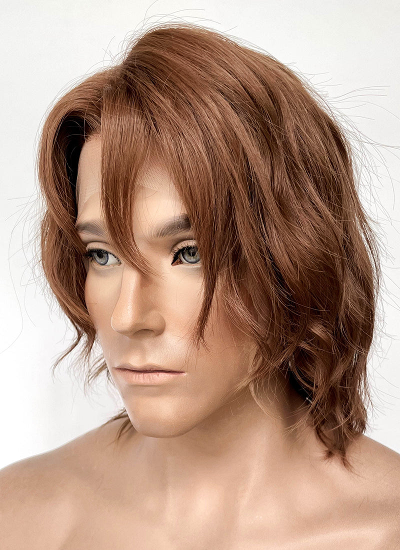 Critical Role The Mighty Nein Caleb Widogast Brown Wavy Lace Front Synthetic Men's Wig LF6171