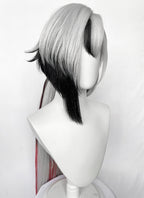 Genshin Impact Arlecchino Grey Black Red Brown Mixed Straight Yaki Lace Front Synthetic Wig LF6174