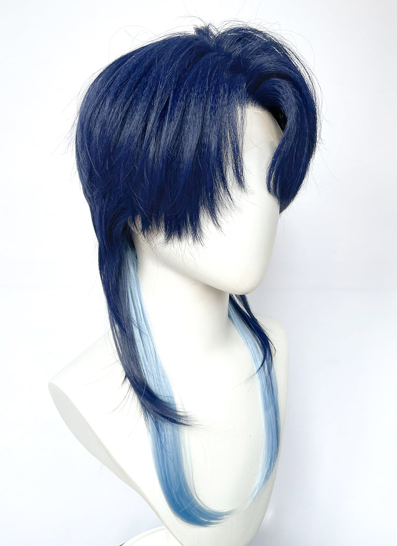 Dark Moon: THE BLOOD ALTAR SOLON Straight Two Tone Blue Lace Front Synthetic Wig LF6190