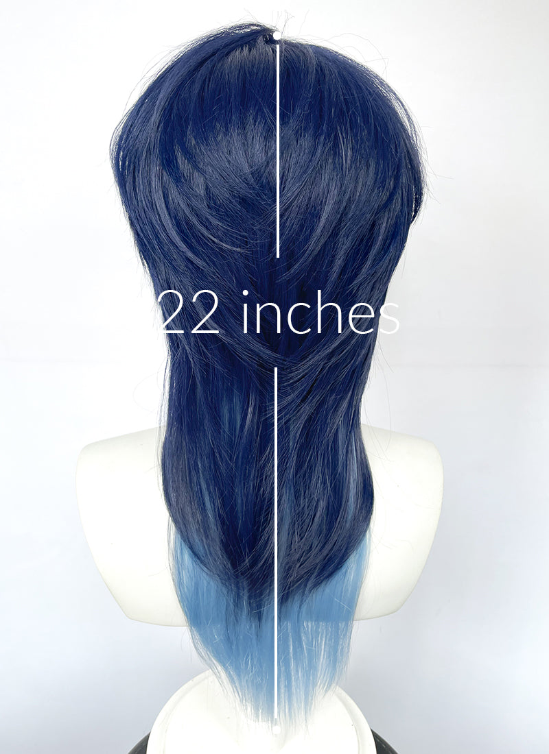 Dark Moon: THE BLOOD ALTAR SOLON Straight Two Tone Blue Lace Front Synthetic Wig LF6190