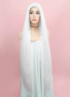 Straight Yaki White Lace Front Synthetic Wig LF701B