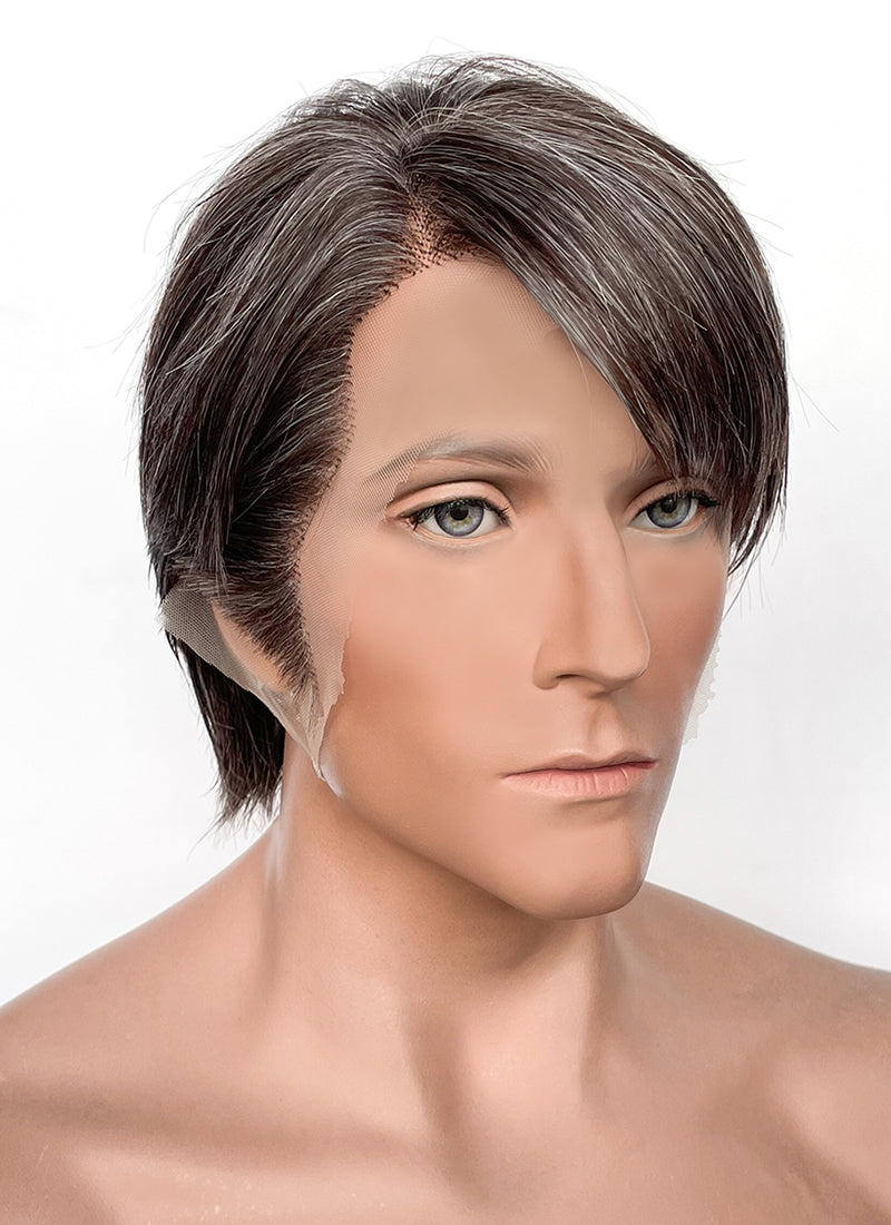 Hannibal Dr. Hannibal Lecter Straight Mixed Brown Lace Front Synthetic Men's Wig NM028