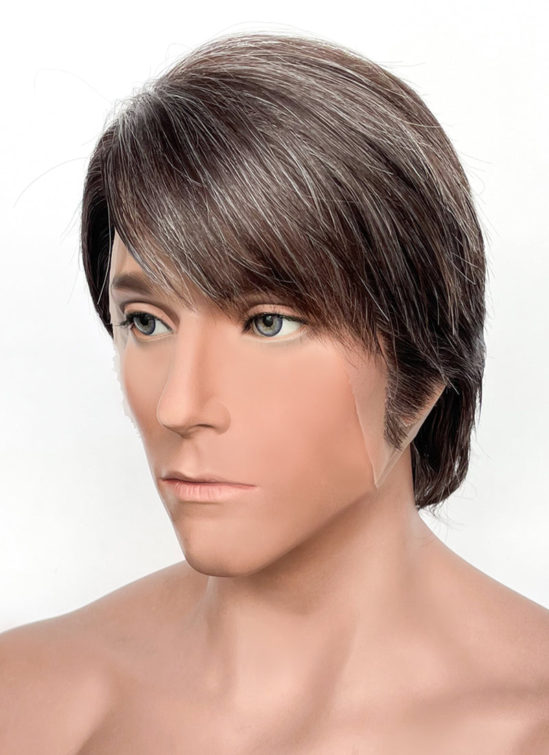 Hannibal Dr. Hannibal Lecter Straight Mixed Brown Lace Front Synthetic Men's Wig NM028