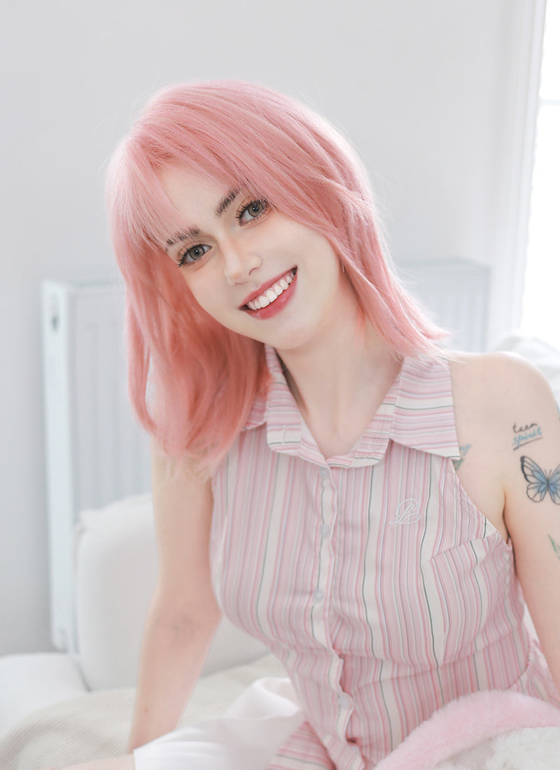 Pink Straight Bob Lace Front Synthetic Hair Wig LF8011