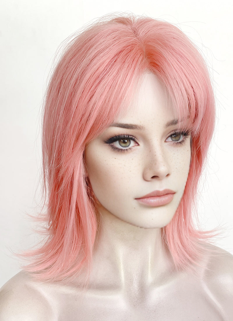 Pink Straight Bob Lace Front Synthetic Hair Wig LF8011