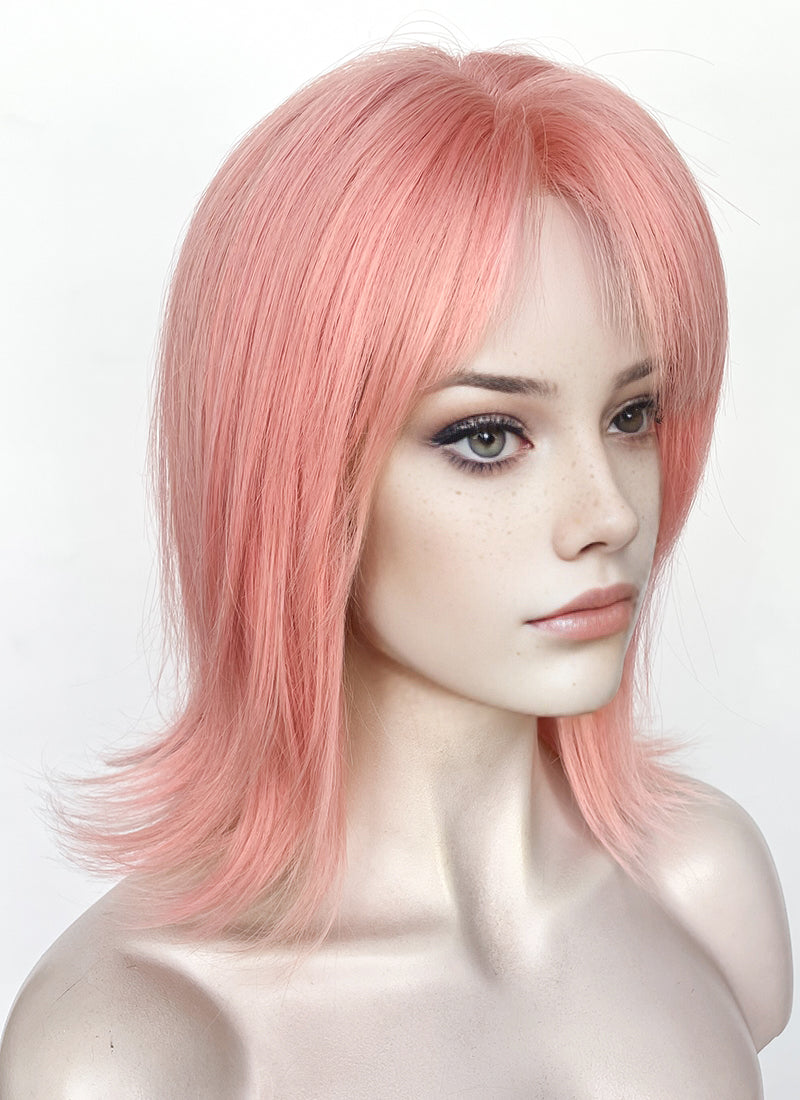 Pink Straight Bob Lace Front Synthetic Hair Wig LF8011