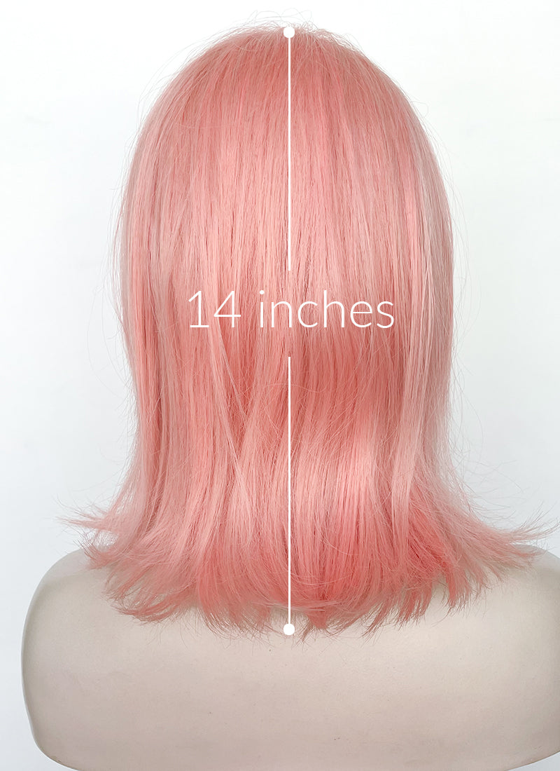 Pink Straight Bob Lace Front Synthetic Hair Wig LF8011