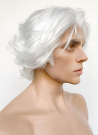 League of Legends LOL Arcane Viktor White Wavy Lace Front Synthetic Men's Wig LF8024