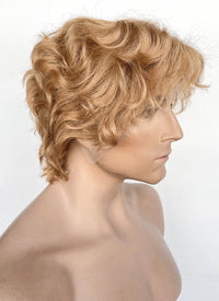 Golden Blonde Wavy Lace Front Synthetic Men's Wig LF8036