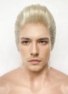 Pastel Ash Blonde Straight Slicked Back Lace Front Synthetic Men's Wig LF8037