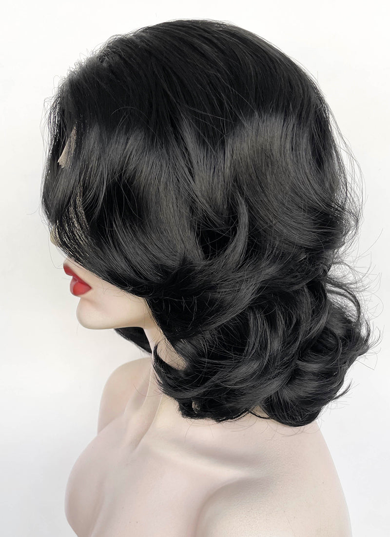 Snow White 1937 Jet Black Wavy Bob Lace Front Synthetic Wig LF8040