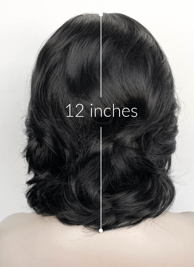 Snow White 1937 Jet Black Wavy Bob Lace Front Synthetic Wig LF8040