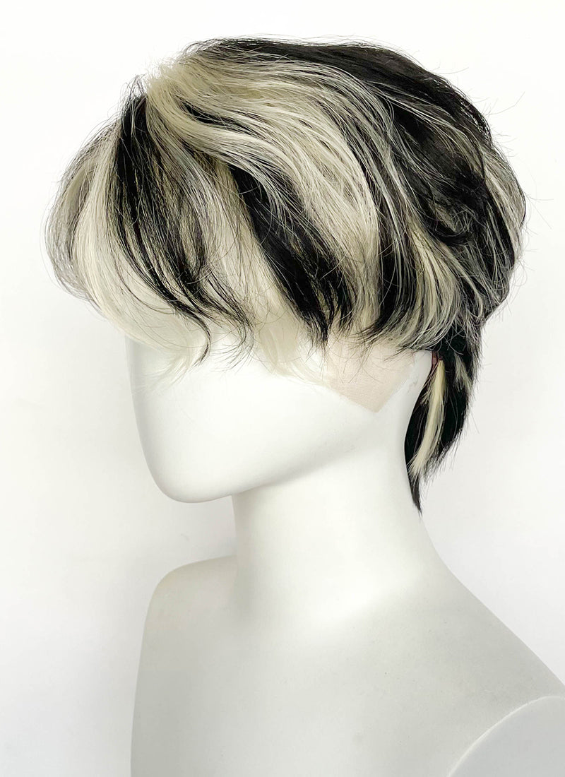 Blonde Mixed Black Straight Lace Front Synthetic Men's Wig LF8044