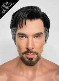 Marvel Doctor Strange Black Mixed Grey Straight Lace Front Synthetic Men's Wig LF8057