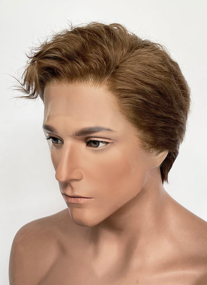 Brown Wavy Lace Front Synthetic Hair Men's Wig NM031