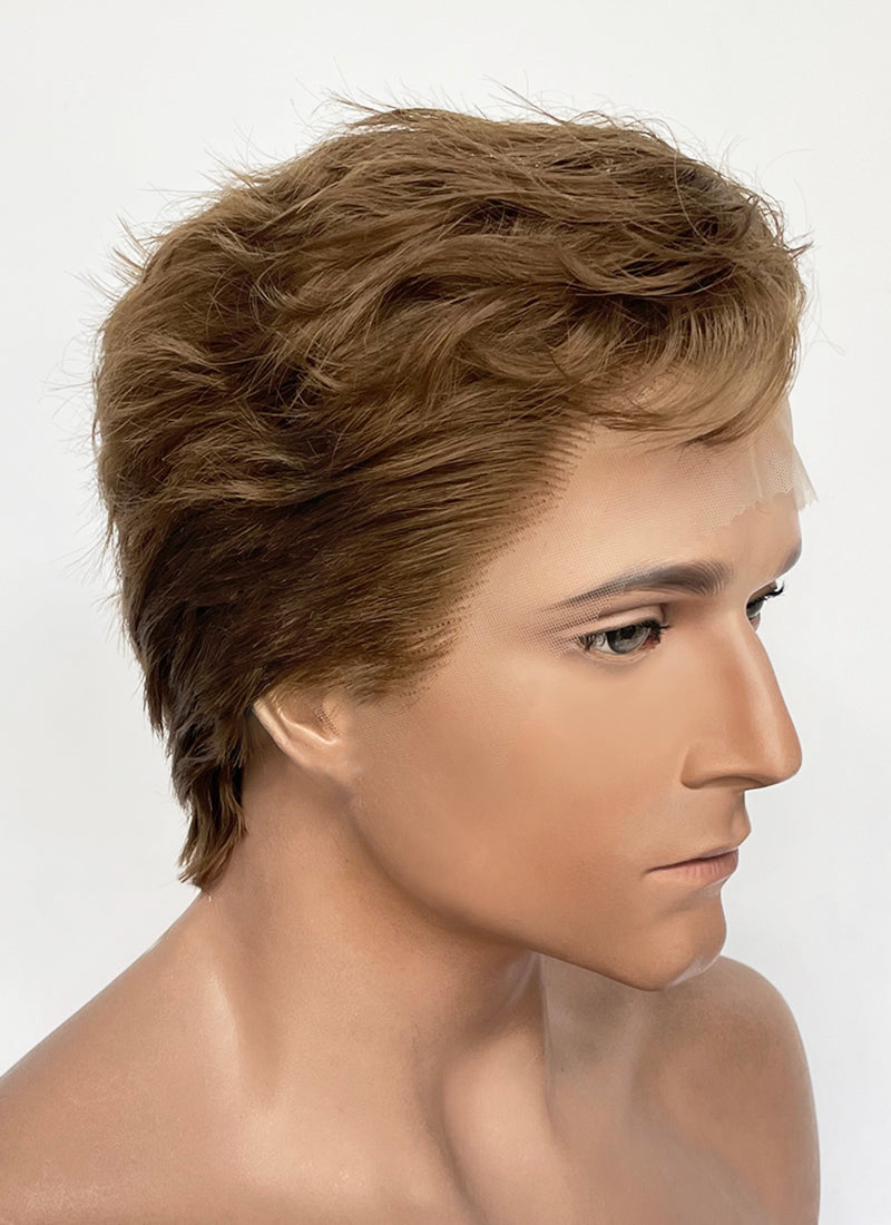 Brown Wavy Lace Front Synthetic Hair Men's Wig NM031