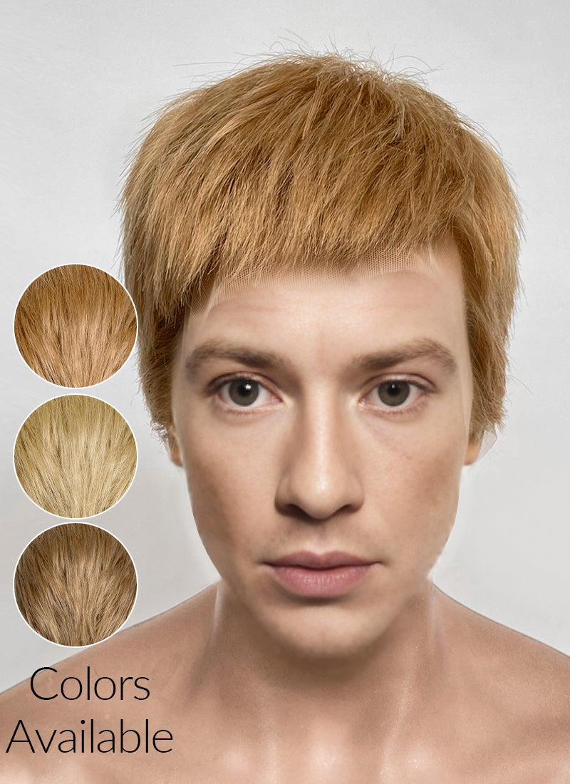 The Fantastic Four Human Torch Johnny Storm Golden Blonde Straight Yaki 13" x 6" Lace Top Synthetic Men's Wig LF8071