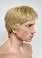 The Fantastic Four Human Torch Johnny Storm Golden Blonde Straight Yaki 13" x 6" Lace Top Synthetic Men's Wig LF8071