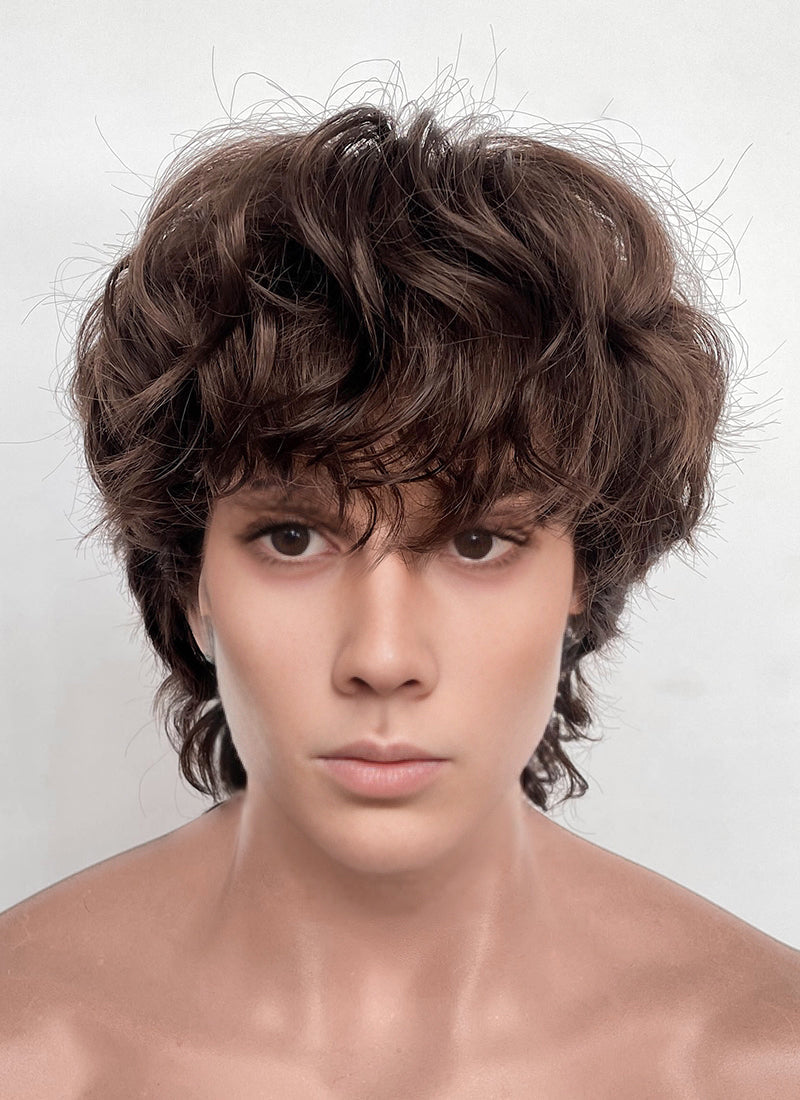 Wednesday Tyler Galpin Brunette Curly Lace Front Synthetic Men's Wig LF8077