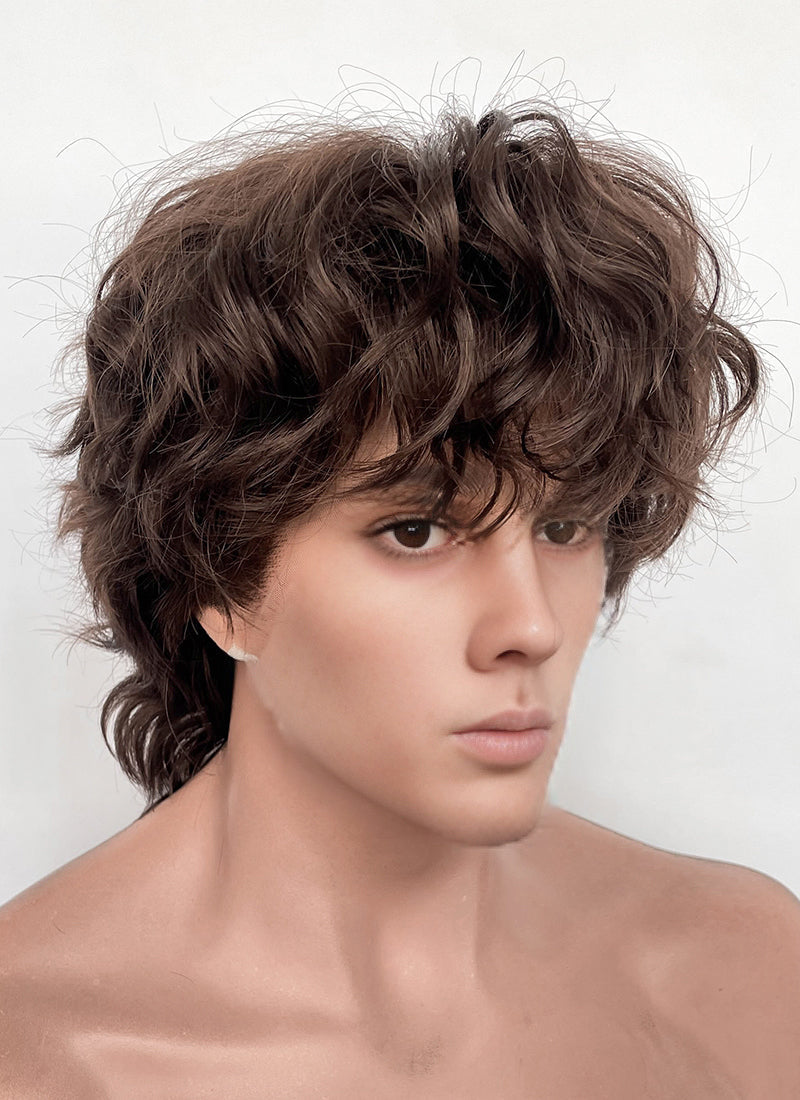 Wednesday Tyler Galpin Brunette Curly Lace Front Synthetic Men's Wig LF8077