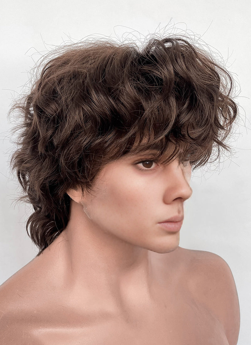 Wednesday Tyler Galpin Brunette Curly Lace Front Synthetic Men's Wig LF8077