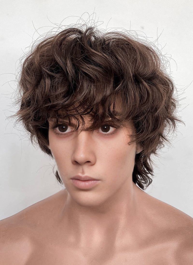 Wednesday Tyler Galpin Brunette Curly Lace Front Synthetic Men's Wig LF8077