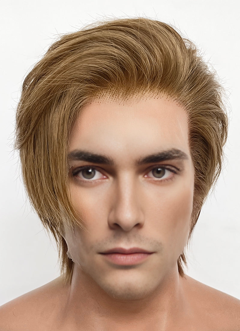 Medium Blonde Straight Lace Front Synthetic Men's Wig LF8078