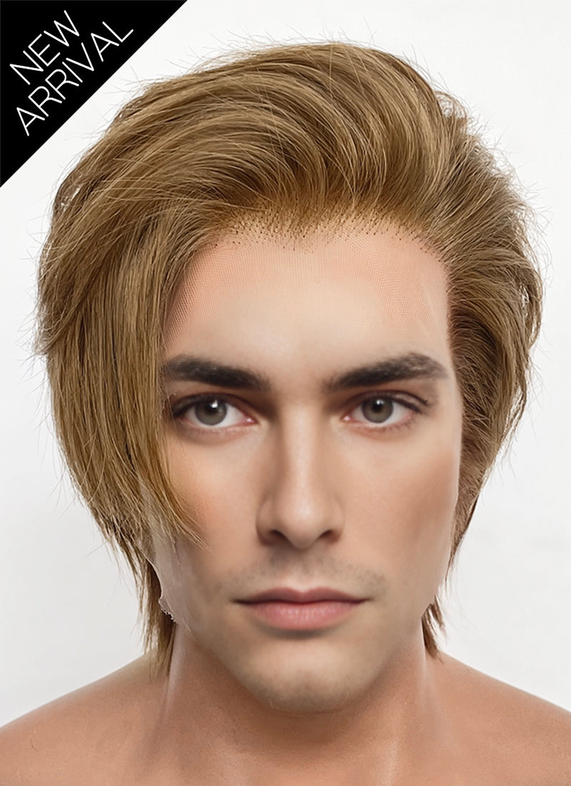 Medium Blonde Straight Lace Front Synthetic Men's Wig LF8078