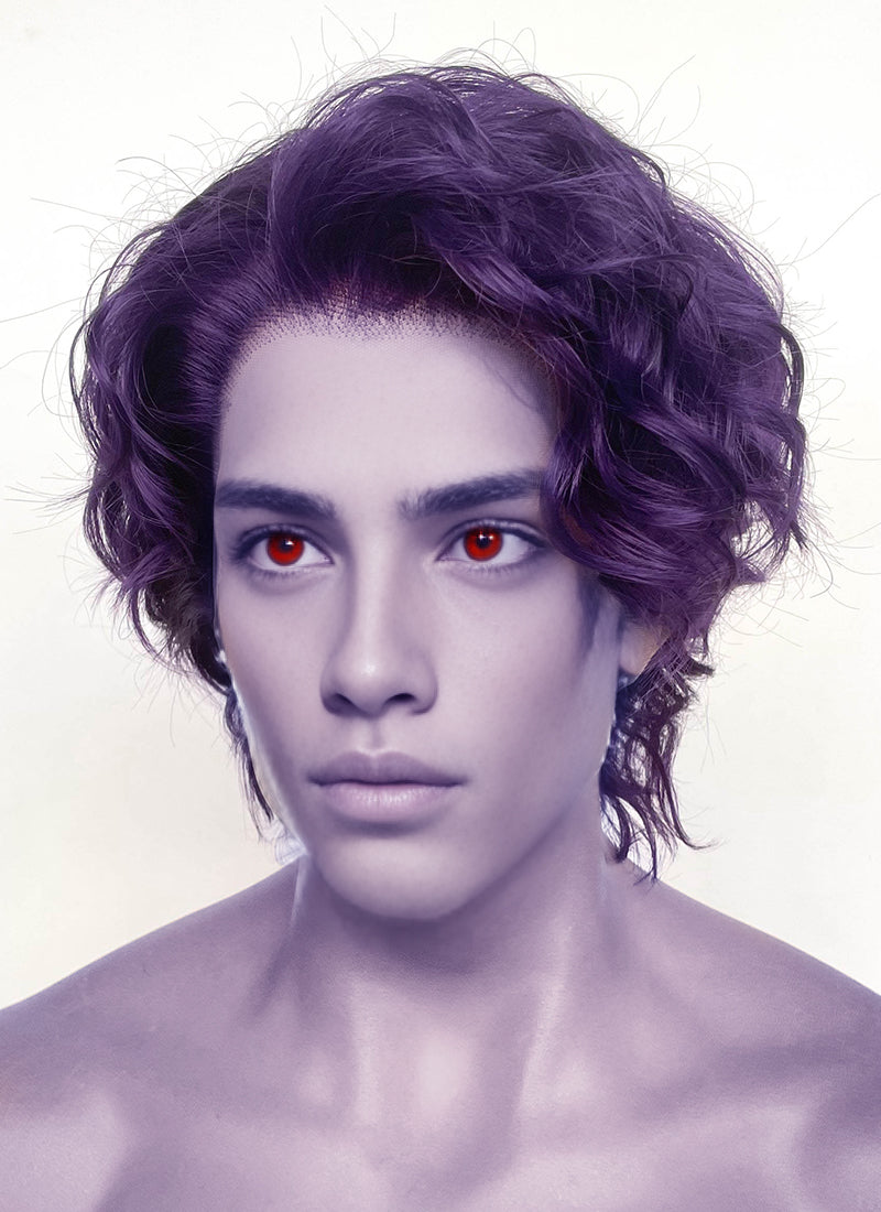 Critical Role The Mighty Nein Mollymauk Tealeaf Purple Wavy Lace Front Synthetic Men's Wig LF8094