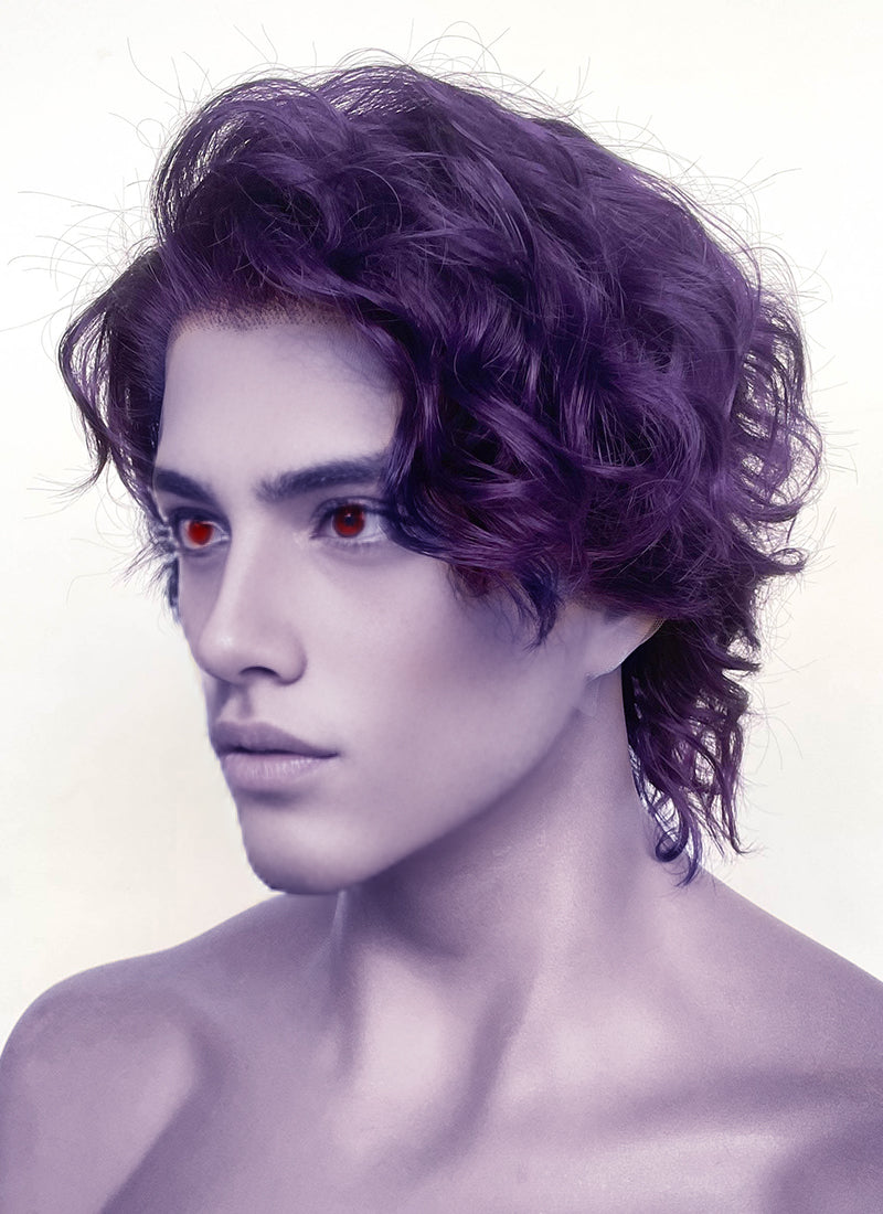 Critical Role The Mighty Nein Mollymauk Tealeaf Purple Wavy Lace Front Synthetic Men's Wig LF8094