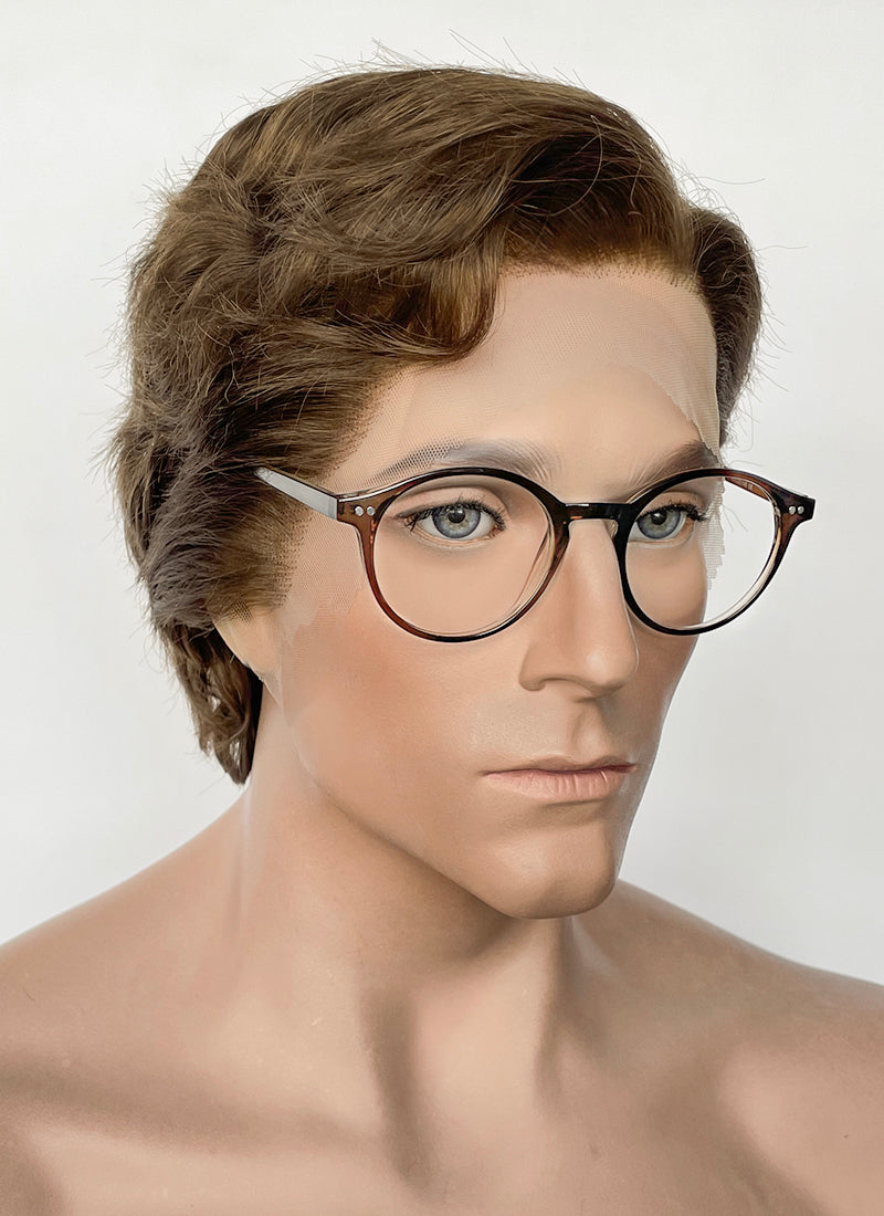 Brown Wavy Lace Front Synthetic Men's Wig NM032