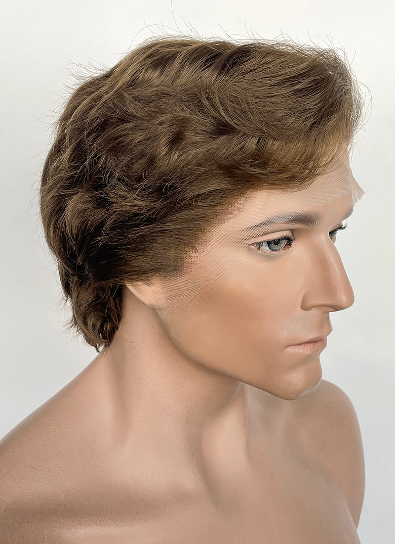 Brown Wavy Lace Front Synthetic Men's Wig NM032