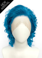 Turquoise Blue Wavy Lace Front Synthetic Men's Wig LF8129